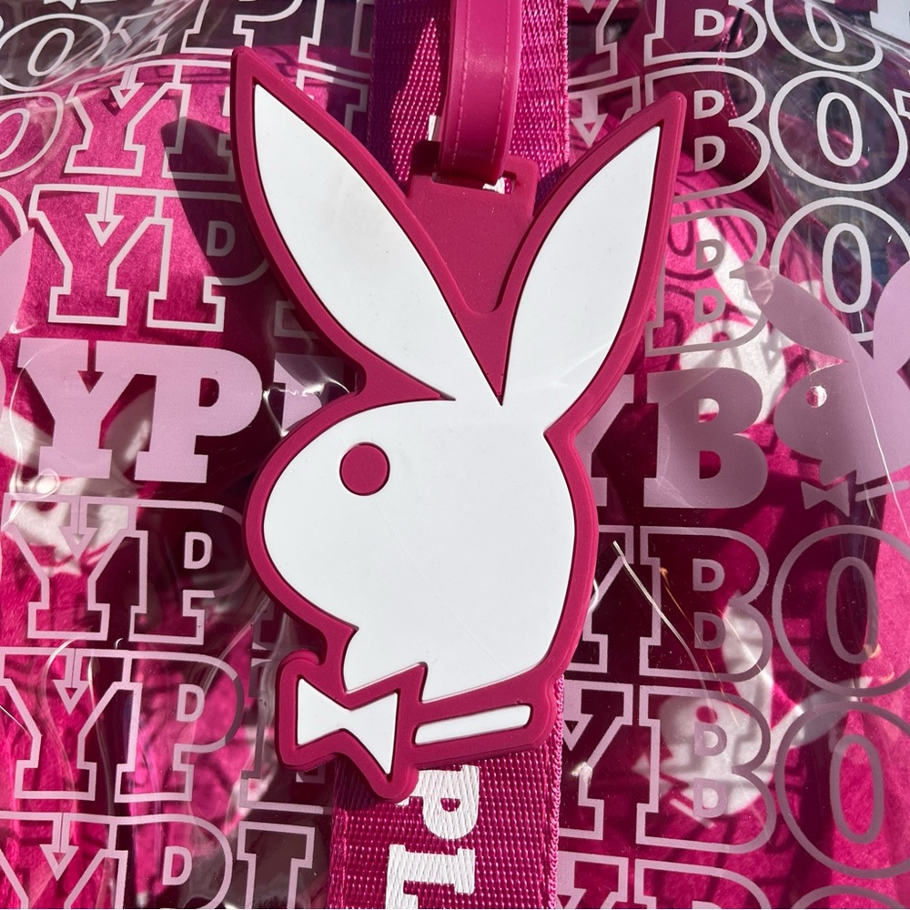 Playboy Travel Tote PINK Signature Logo Clear Thick PVC Vinyl 4 Piece Set NWT - Picture 6 of 14
